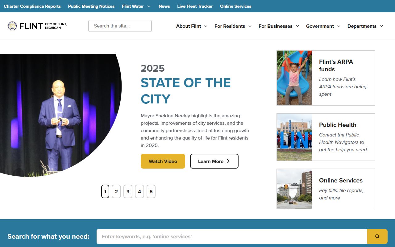 Flint city homepage for released inmates searches