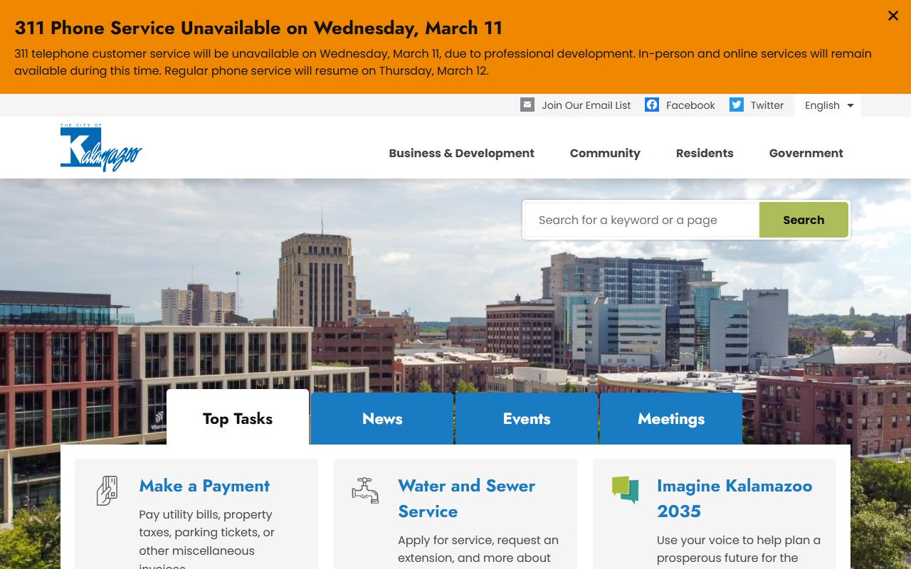 Kalamazoo city homepage for released inmates information