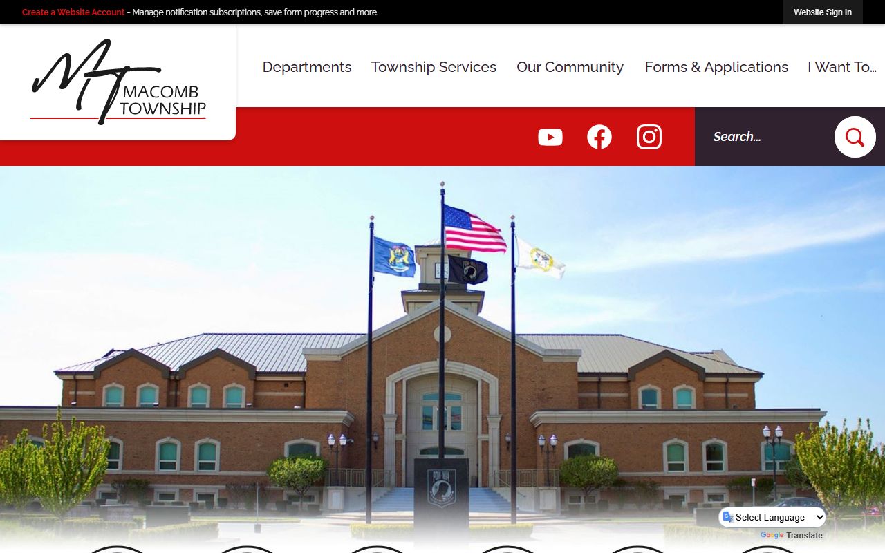 Macomb Township official homepage for released inmates searches
