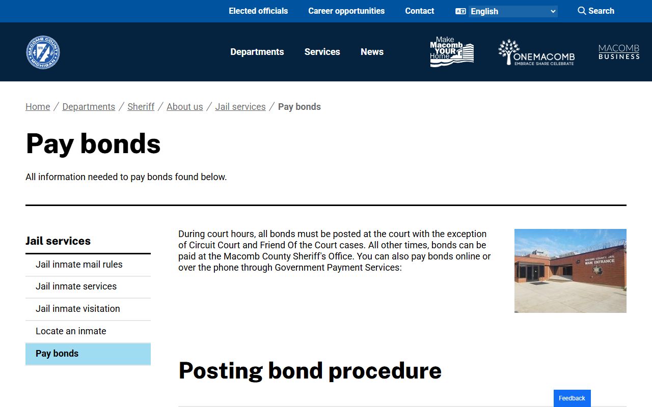 Macomb County pay bonds page for released inmates