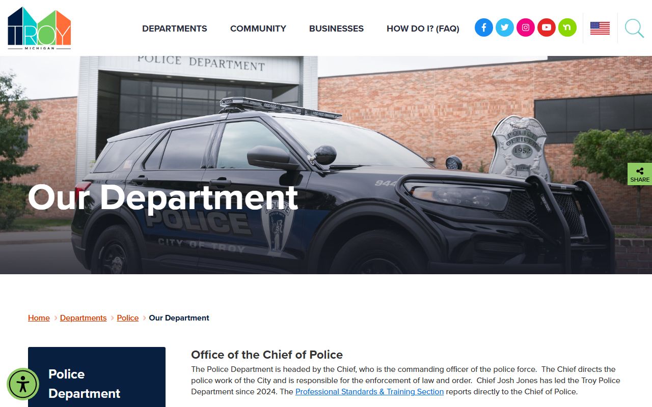 Troy Police Department divisions and units for released inmates records