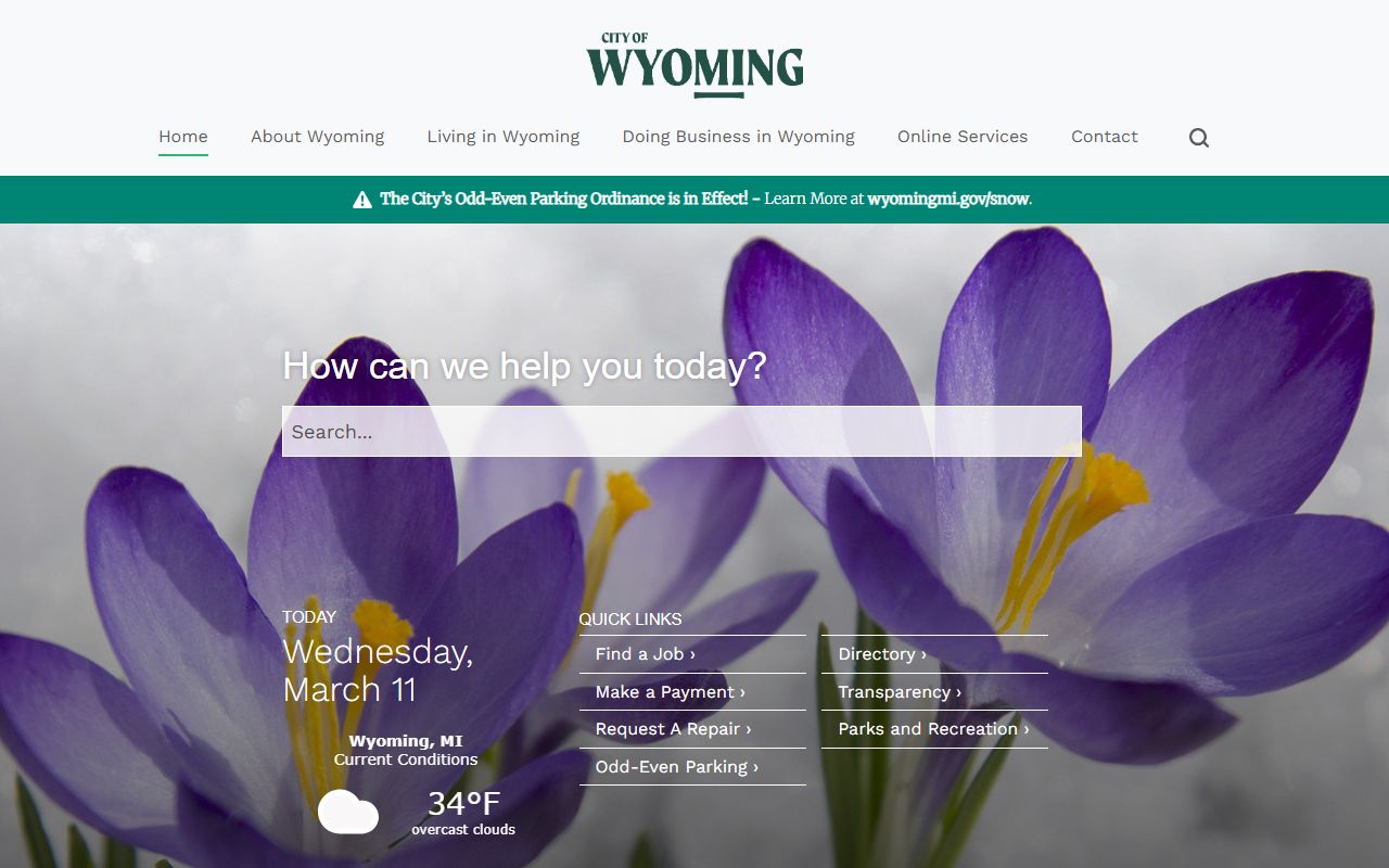 Wyoming Michigan city homepage for released inmates information