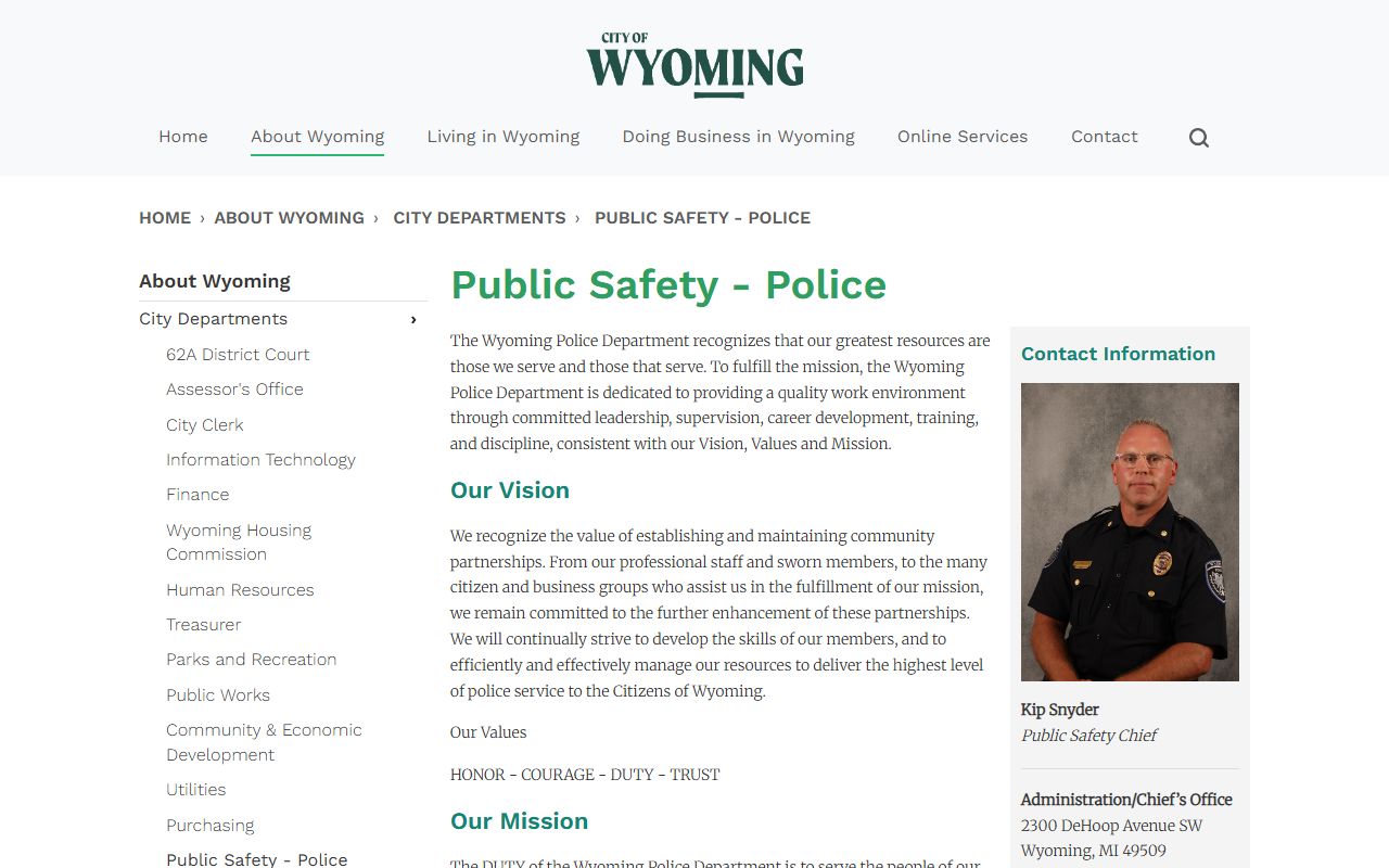 Wyoming Michigan police department page for released inmates