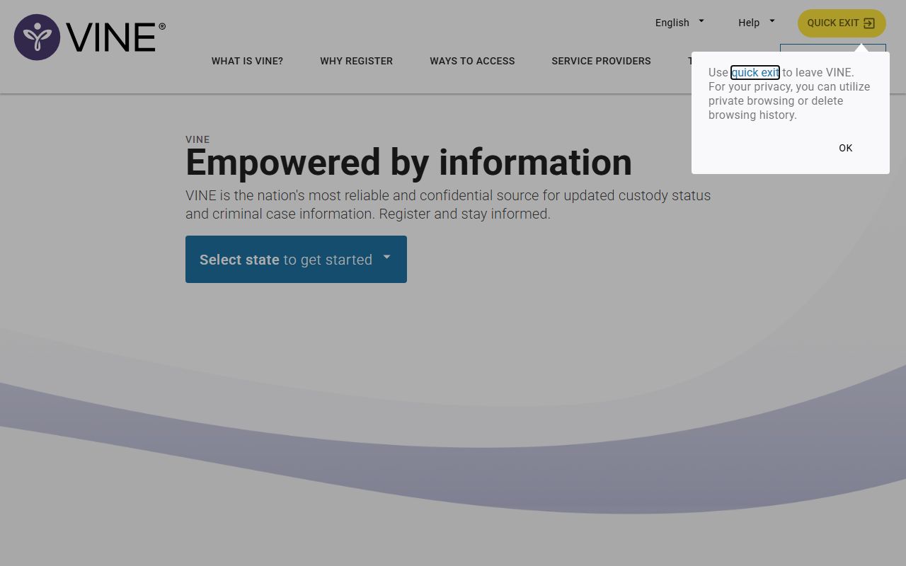 VINELink custody search page for Alcona County released inmates